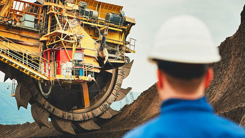 Coal mining in an open pit