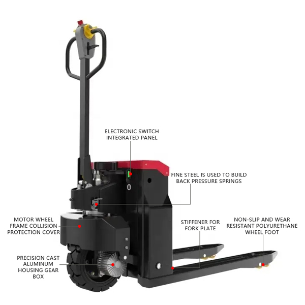 Semi-electric off-road pallet truck